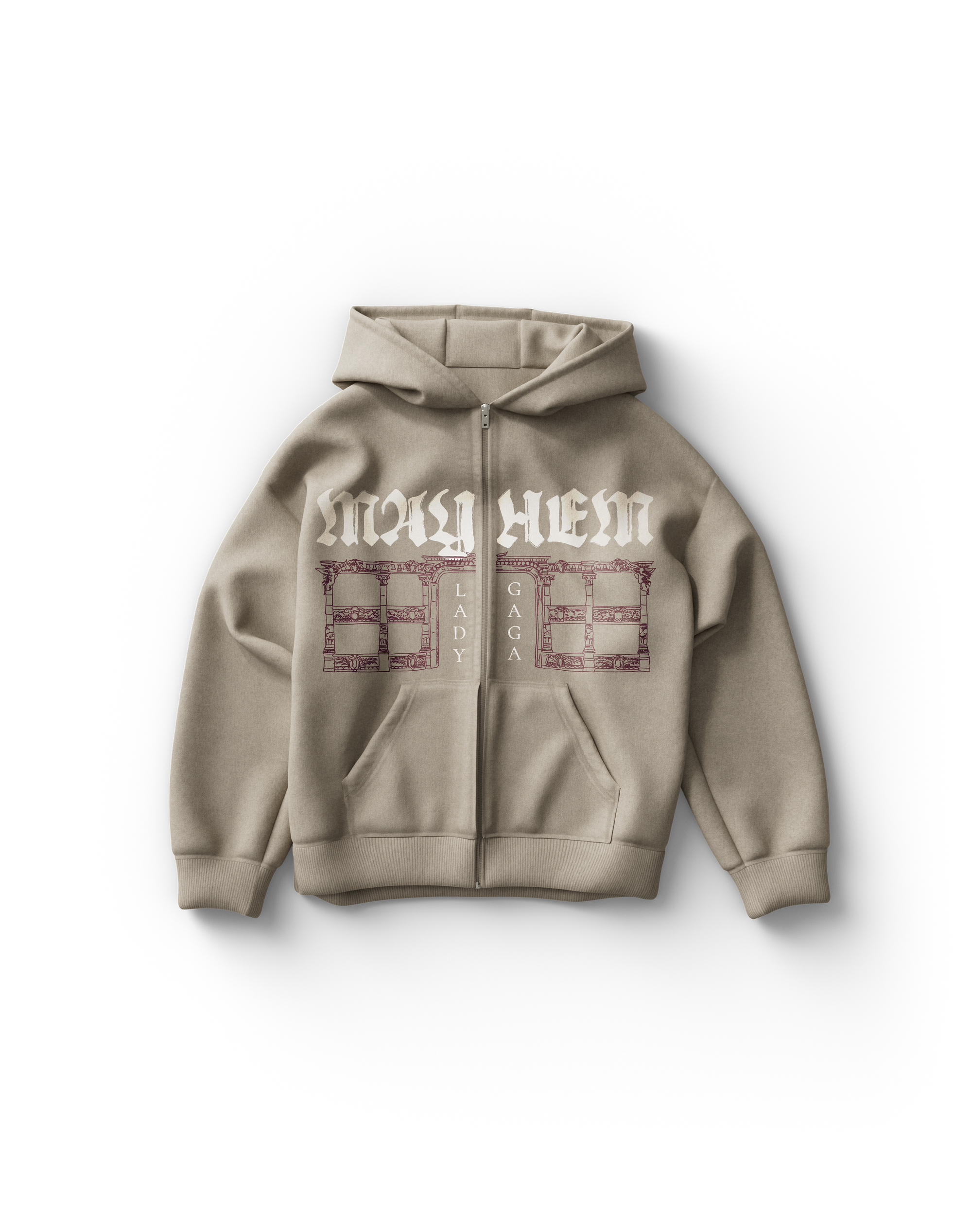 Lady Gaga The MAYHEM ZIP HOODIE　M ベージュ Lady Gaga The MAYHEM Ball Hoodie con Cierre – A•Shop MX
